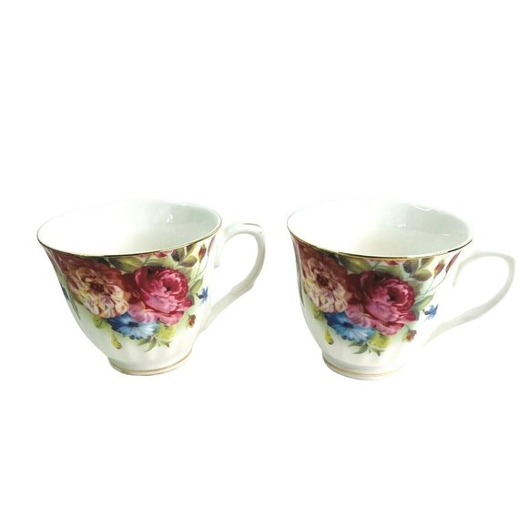 Tea or Coffee Cups Graceware Grace's Teaware Pink Blue Floral Pattern 3" x 3.5" - Picture 8 of 9